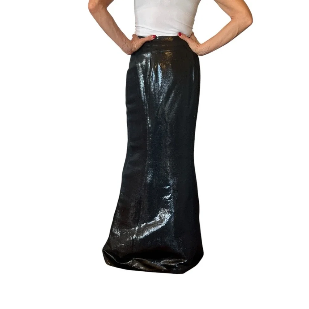 WOMEN'S PAMELLA ROLAND BLACK METALLIC LONG MAXI FORMAL SKIRT  6